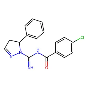 4-chloro-N-[imino(5-phenyl-4,5-dihydro-1H-pyrazol-1-yl)methyl]benzamide structure