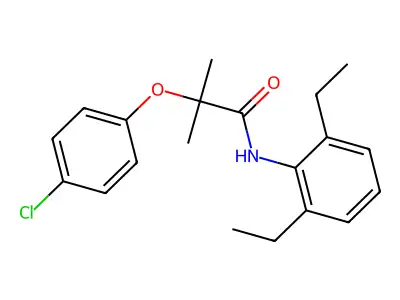 2-(4-chlorophenoxy)-N-(2,6-diethylphenyl)-2-methylpropanamide structure