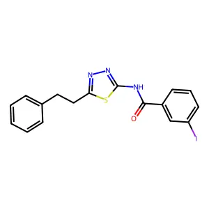 3-iodo-N-[5-(2-phenylethyl)-1,3,4-thiadiazol-2-yl]benzamide structure