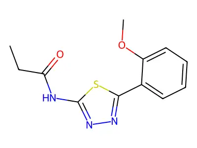 N-[5-(2-methoxyphenyl)-1,3,4-thiadiazol-2-yl]propanamide structure
