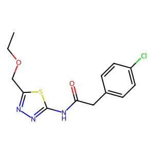 2-(4-chlorophenyl)-N-[5-(ethoxymethyl)-1,3,4-thiadiazol-2-yl]acetamide structure