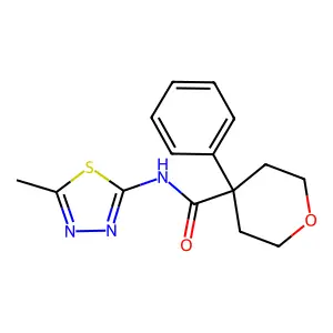 N-(5-methyl-1,3,4-thiadiazol-2-yl)-4-phenyloxane-4-carboxamide structure