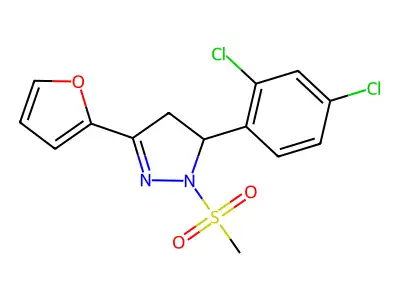 3-(2,4-Dichlorophenyl)-5-(furan-2-yl)-2-methylsulfonyl-3,4-dihydropyrazole structure
