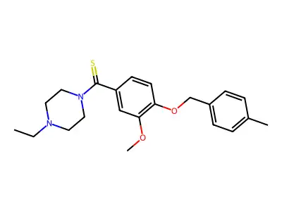 (4-ethylpiperazin-1-yl)-[3-methoxy-4-[(4-methylphenyl)methoxy]phenyl]methanethione structure