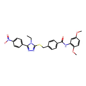 N-(2,5-dimethoxyphenyl)-4-[[4-ethyl-5-(4-nitrophenyl)-1,2,4-triazol-3-yl]sulfanylmethyl]benzamide structure