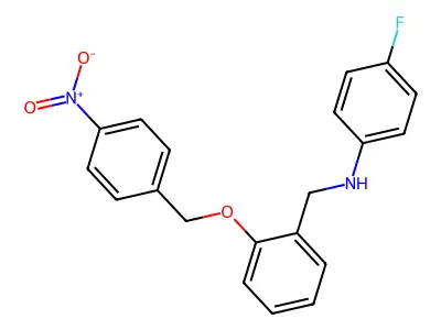 4-fluoro-N-{2-[(4-nitrobenzyl)oxy]benzyl}aniline structure