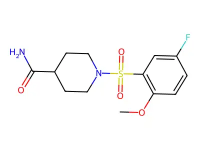 1-(5-Fluoro-2-methoxyphenyl)sulfonylpiperidine-4-carboxamide structure