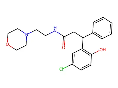 3-(5-chloro-2-hydroxyphenyl)-N-(2-morpholin-4-ylethyl)-3-phenylpropanamide structure