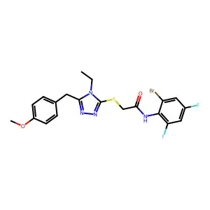 N-(2-bromo-4,6-difluorophenyl)-2-[[4-ethyl-5-[(4-methoxyphenyl)methyl]-1,2,4-triazol-3-yl]sulfanyl]acetamide structure
