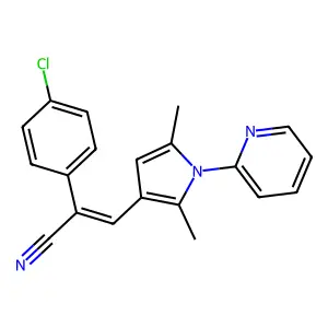 (2E)-2-(4-chlorophenyl)-3-[2,5-dimethyl-1-(pyridin-2-yl)-1H-pyrrol-3-yl]prop-2-enenitrile structure