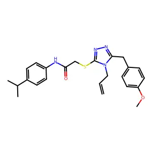 2-[[5-[(4-methoxyphenyl)methyl]-4-prop-2-enyl-1,2,4-triazol-3-yl]sulfanyl]-N-(4-propan-2-ylphenyl)acetamide structure