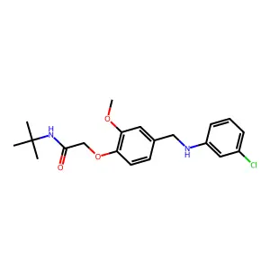 N-tert-butyl-2-[4-[(3-chloroanilino)methyl]-2-methoxyphenoxy]acetamide structure