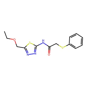 N-[5-(ethoxymethyl)-1,3,4-thiadiazol-2-yl]-2-(phenylthio)acetamide structure