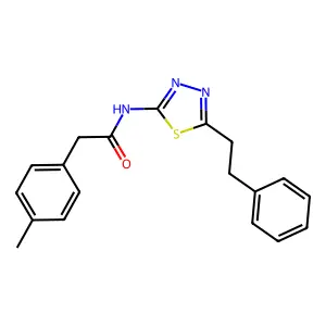 2-(4-methylphenyl)-N-[5-(2-phenylethyl)-1,3,4-thiadiazol-2-yl]acetamide structure