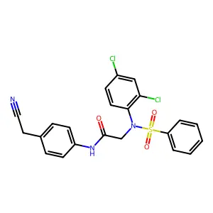 2-[N-(benzenesulfonyl)-2,4-dichloroanilino]-N-[4-(cyanomethyl)phenyl]acetamide structure