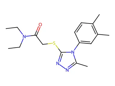 2-[[4-(3,4-dimethylphenyl)-5-methyl-1,2,4-triazol-3-yl]sulfanyl]-N,N-diethylacetamide structure