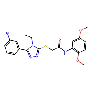 2-[[5-(3-aminophenyl)-4-ethyl-1,2,4-triazol-3-yl]sulfanyl]-N-(2,5-dimethoxyphenyl)acetamide structure