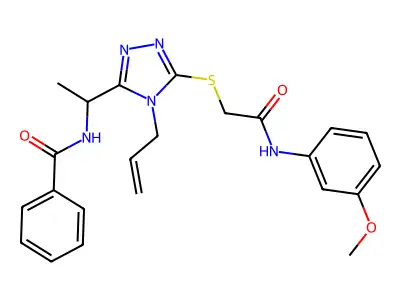 N-{1-[5-({2-[(3-methoxyphenyl)amino]-2-oxoethyl}sulfanyl)-4-(prop-2-en-1-yl)-4H-1,2,4-triazol-3-yl]ethyl}benzamide structure