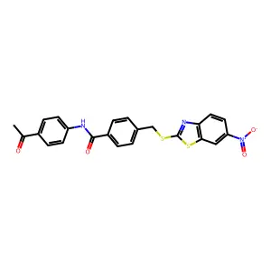 N-(4-acetylphenyl)-4-[(6-nitro-1,3-benzothiazol-2-yl)sulfanylmethyl]benzamide structure