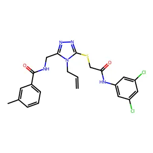 N-[[5-[2-(3,5-dichloroanilino)-2-oxoethyl]sulfanyl-4-prop-2-enyl-1,2,4-triazol-3-yl]methyl]-3-methylbenzamide structure