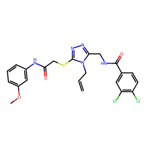 3,4-dichloro-N-[[5-[2-(3-methoxyanilino)-2-oxoethyl]sulfanyl-4-prop-2-enyl-1,2,4-triazol-3-yl]methyl]benzamide structure