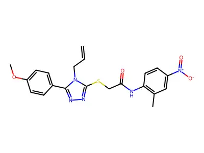 2-[[5-(4-methoxyphenyl)-4-prop-2-enyl-1,2,4-triazol-3-yl]sulfanyl]-N-(2-methyl-4-nitrophenyl)acetamide structure