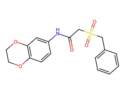 2-(benzylsulfonyl)-N-(2,3-dihydro-1,4-benzodioxin-6-yl)acetamide structure