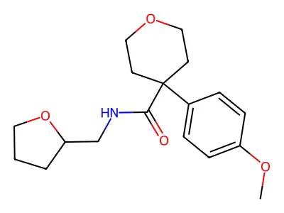 4-(4-methoxyphenyl)-N-(oxolan-2-ylmethyl)oxane-4-carboxamide structure