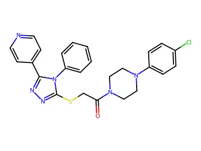 1-[4-(4-chlorophenyl)piperazin-1-yl]-2-[(4-phenyl-5-pyridin-4-yl-1,2,4-triazol-3-yl)sulfanyl]ethanone structure
