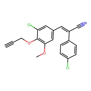 (E)-3-(3-chloro-5-methoxy-4-prop-2-ynoxyphenyl)-2-(4-chlorophenyl)prop-2-enenitrile structure