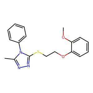 3-{[2-(2-methoxyphenoxy)ethyl]sulfanyl}-5-methyl-4-phenyl-4H-1,2,4-triazole structure