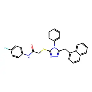 N-(4-fluorophenyl)-2-[[5-(naphthalen-1-ylmethyl)-4-phenyl-1,2,4-triazol-3-yl]sulfanyl]acetamide structure