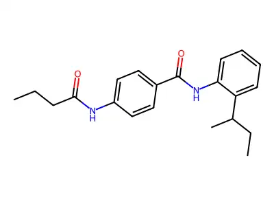 4-(butanoylamino)-N-[2-(butan-2-yl)phenyl]benzamide structure