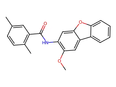 N-(2-methoxydibenzofuran-3-yl)-2,5-dimethylbenzamide structure