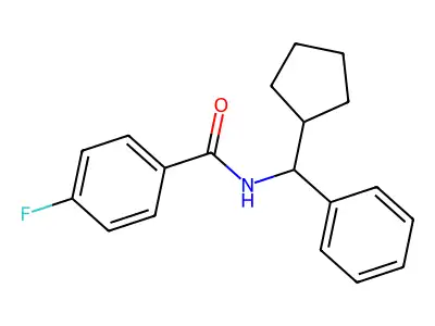 N-[cyclopentyl(phenyl)methyl]-4-fluorobenzamide structure