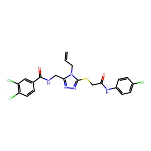 3,4-dichloro-N-[[5-[2-(4-chloroanilino)-2-oxoethyl]sulfanyl-4-prop-2-enyl-1,2,4-triazol-3-yl]methyl]benzamide structure