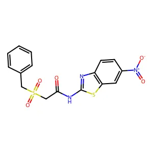 2-benzylsulfonyl-N-(6-nitro-1,3-benzothiazol-2-yl)acetamide structure