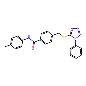 N-(4-methylphenyl)-4-[(1-phenyltetrazol-5-yl)sulfanylmethyl]benzamide structure