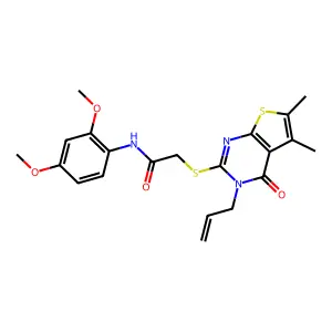 N-(2,4-dimethoxyphenyl)-2-{[5,6-dimethyl-4-oxo-3-(prop-2-en-1-yl)-3,4-dihydrothieno[2,3-d]pyrimidin-2-yl]sulfanyl}acetamide structure