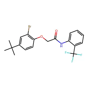2-(2-bromo-4-tert-butylphenoxy)-N-[2-(trifluoromethyl)phenyl]acetamide structure