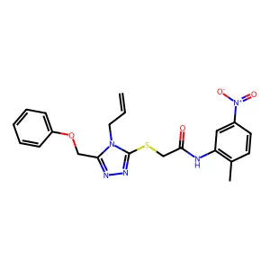 N-(2-methyl-5-nitrophenyl)-2-[[5-(phenoxymethyl)-4-prop-2-enyl-1,2,4-triazol-3-yl]sulfanyl]acetamide structure