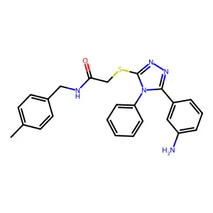 2-{[5-(3-aminophenyl)-4-phenyl-4H-1,2,4-triazol-3-yl]sulfanyl}-N-(4-methylbenzyl)acetamide structure