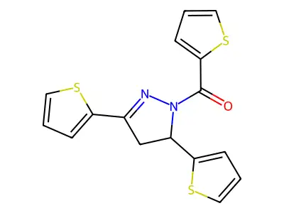 (3,5-di(thiophen-2-yl)-4,5-dihydro-1H-pyrazol-1-yl)(thiophen-2-yl)methanone structure