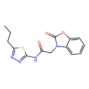 2-(2-oxo-1,3-benzoxazol-3(2H)-yl)-N-(5-propyl-1,3,4-thiadiazol-2-yl)acetamide structure