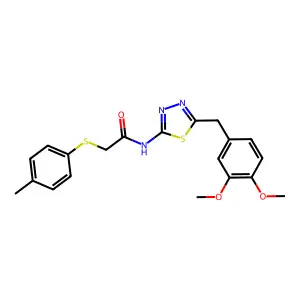 N-[5-[(3,4-dimethoxyphenyl)methyl]-1,3,4-thiadiazol-2-yl]-2-(4-methylphenyl)sulfanylacetamide structure