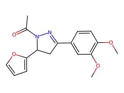 1-(3-(3,4-dimethoxyphenyl)-5-(furan-2-yl)-4,5-dihydro-1H-pyrazol-1-yl)ethanone structure