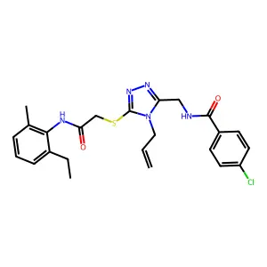 4-chloro-N-[[5-[2-(2-ethyl-6-methylanilino)-2-oxoethyl]sulfanyl-4-prop-2-enyl-1,2,4-triazol-3-yl]methyl]benzamide structure
