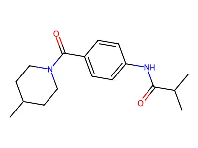 2-methyl-N-[4-(4-methylpiperidine-1-carbonyl)phenyl]propanamide structure