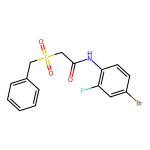 2-benzylsulfonyl-N-(4-bromo-2-fluorophenyl)acetamide structure
