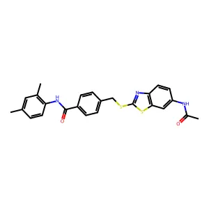 4-({[6-(acetylamino)-1,3-benzothiazol-2-yl]sulfanyl}methyl)-N-(2,4-dimethylphenyl)benzamide structure